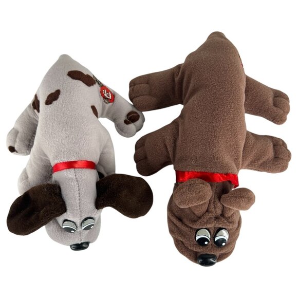 2 VTG Tonka Pound Puppies Plush Toys Gray Black Spots Brown Rumple Skins Newborn - Picture 10 of 11